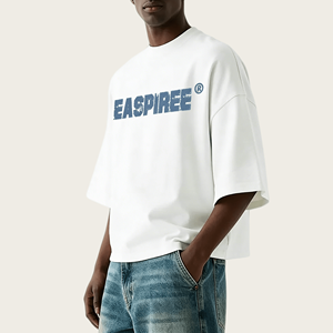 T-shirts pour hommes à col montant et manches courtes, avec logo et motifs personnalisés, effet délavé vintage, vente en gros fabricant - Product Image 1