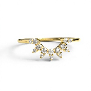 Luxury 18K Gold Plated Curved Lightweight Wedding Band Round Cut Diamonds <b>Stacking</b> <b>Ring</b> Trendy Fine Jewelry Gift for Women - Product Image 1