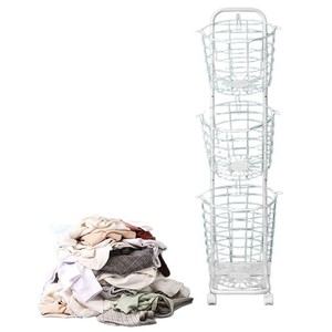 Nordic Style <b>Laundry</b> <b>Basket</b> With Wheels Clothes Storage Organizer Rectangle Standing Type Scandinavian Design - Product Image 4