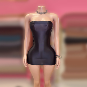 PEEQI 7038 Mini Abito Sexy Lucido Effetto Olio Trasparente Aderente Stile Tubino Colore Caramella - Product Image 1