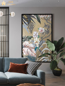 Phong cách nhiệt đới Rừng Nhiệt Đới nghệ thuật lá chuối và hoa thủy tinh thủ công khảm tường trang trí bức tranh tường gạch - Product Image 5