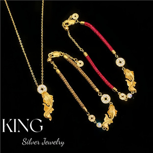 Collar con Colgante de Koi de Plata de Ley S925, Chapado en Oro, Estilo Chino Retro, para Uso Diario, de King Silver Jewelry - Product Image 1