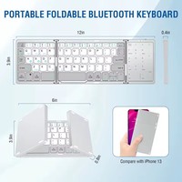 Katlanabilir klavye şarj edilebilir taşınabilir kablosuz klavye BT Mini katlanır üçlü klavye kablosuz Laptop için Tablet telefon