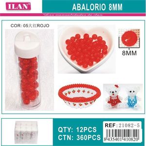 Ilan Abalorio Perline rosse da 8 mm per la creazione di gioielli, 12 pezzi per tubo - Product Image 1