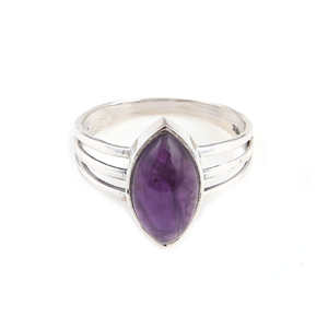 Anillo de Plata de Ley 925 hecho a mano púrpura hermosa Marquesa amatista Natural diamante Acero inoxidable fiestas joyería al por mayor - Product Image 1