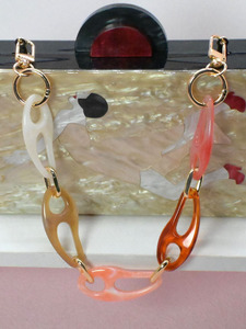 JULIN BL-140 Nouvelle sangle de sac en plastique acrylique coloré en forme de nez de cochon, boucle en métal, sangle à chaîne, sangle d'épaule, porte-clés, chaîne de lanière - Product Image 2