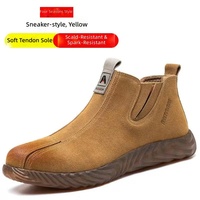 Sepatu Keselamatan Kulit Sapi Suede XD Unisex Low Cut Toe Wide Steel Cap Anti Tusuk Bernapas Sol Karet Crepe Industrial