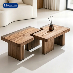 Rustic Rectangular Solid Wood <b>Coffee</b> <b>Table</b> Set Low Profile Modular <b>Table</b> for Living Room Apartment Room Pastoral Room - Product Image 1