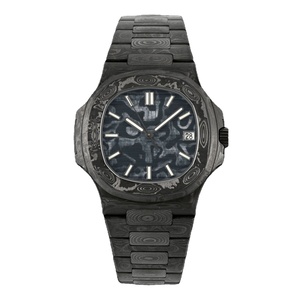 Meilleure Vente Montre Classique Élégante en Fibre de Carbone Texturée Camouflage Cadran Noir Élégant Date Automatique Étanche Montre-Bracelet de Luxe - Product Image 1