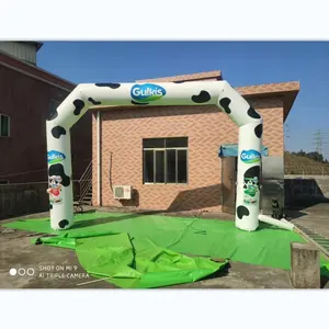 Arco inflável personalizado da entrada bem-vindo para eventos de festas, arco inflável com padrão de vaca, tema de desenho animado publicitário