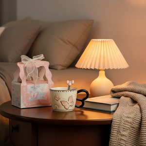 Taza de Cerámica <span class=keywords><strong>Vintage</strong></span> con Forma de Mariposa y Cuchara, Linda Taza de Café y Agua para Parejas, Regalo con Lazo para Niñas, Apta para Lavavajillas y <span class=keywords><strong>Microondas</strong></span> - Product Image 2