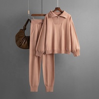 Ensemble pull décontracté deux pièces pour femme, col rond, fermeture éclair, tissé, couleur unie, été 2026