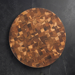 Tabla de Cortar Redonda de Madera Antideslizante para Cocina, Material de Teca, 2.0 cm de Grosor - Product Image 1