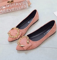 Chaussures plates pour femmes à bout pointu, nouvelle mode populaire, avec boucle métallique élégante, type mocassins