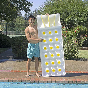 Materassino Gonfiabile Durevole in PVC con 18 Tasche, Galleggiante per Piscina, Materasso ad Aria per Nuoto, Sdraio Galleggiante con Cuscino, Stile Francese - Product Image 6