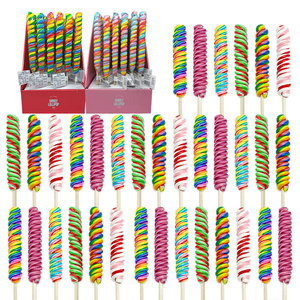 Vente en gros de sucettes longues torsadées multicolores à saveur de fruits avec <span class=keywords><strong>b</strong></span>âtonnets de paille bonbons durs à la sucette aigre-douce - Product Image 1