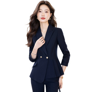 Women's Suit <b>Set</b> Polyester Three Quarter Sleeve Anti-Wrinkle <b>Office</b> Lady Spring Formal Slim Fit Pants Professional Wear - Product Image 5