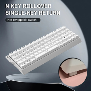 Wholesale ABS 68-Key 65% Portable Ribbon <strong>Mechanical</strong> <strong>Keyboard</strong> Anti-Ghosting RGB <strong>Backlit</strong> White Tri-Mode Gaming <strong>Keyboard</strong> - Product Image 3