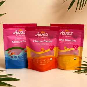 Custom Printed Dog Snack Stand Up Zipper Bags With Window For Pet Treats Packaging - Product Image 1