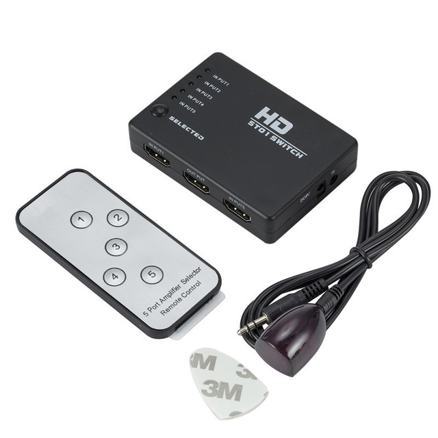 4K High Speed HD MI Splitter 5x1 5 in 1 Out Ultra HD with Remote Controller Infrared Cable HD MI Switcher