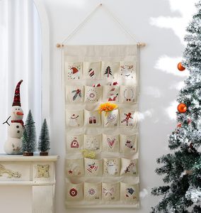 Calendrier de l'Avent personnalisé à suspendre, motif imprimé, 24 poches, en toile, pour enfants - Product Image 1