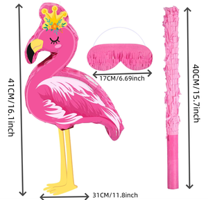 Pafu Personnaliser Hawaiian FiestaTropical Enfants Fête D'anniversaire Rose Flamingo <span class=keywords><strong>Pinata</strong></span> avec Bandeau Bâton Suspendu Flamingo <span class=keywords><strong>Pinata</strong></span> Ensemble - Product Image 4
