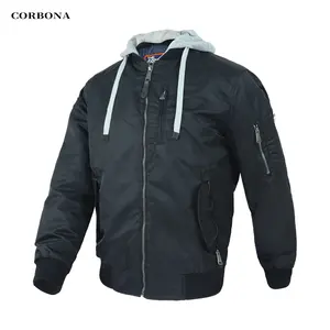 Corbona jaket bisbol tahan angin pria, jaket Bomber kasual bertudung udara musim dingin untuk pria