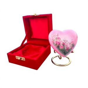Pink Heart Shaped Flower Keepsake Cremation Adult Urn <b>for</b> Human <b>Ashes</b> Funeral Urn <b>for</b> Women With Stand & Free Velvet <b>Box</b> - Product Image 1