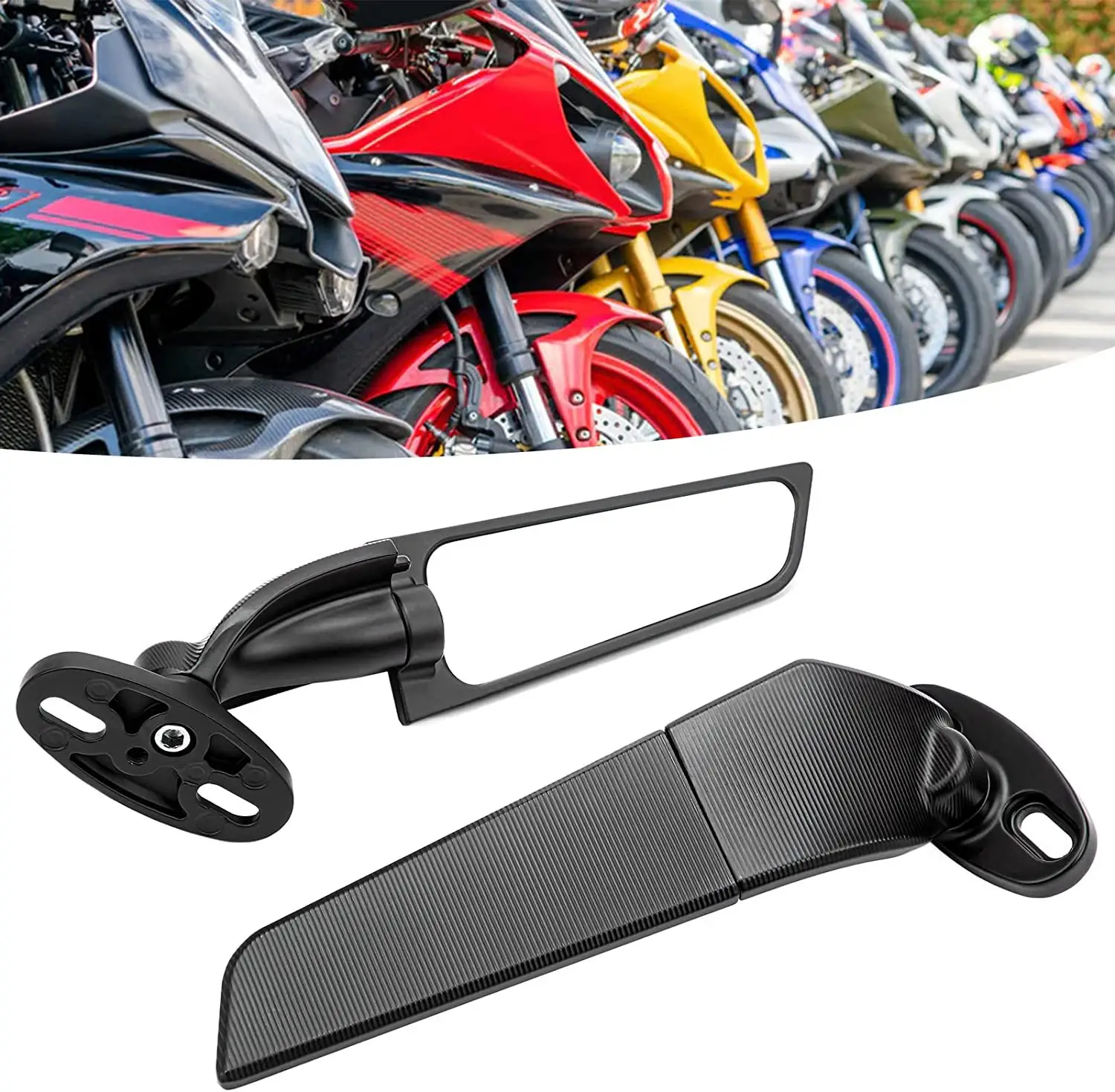 Universal Motorcycle Rearview Mirror Wind Wing Adjustable Side Mirrors Motorbike Wing Style Cnc Rearview Mirror