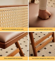 Chaise de salle à manger pliante en bambou naturel, dossier en rotin, coussin en cuir PU, plusieurs tailles, chaise en bambou portable pour la maison, la cuisine, le café