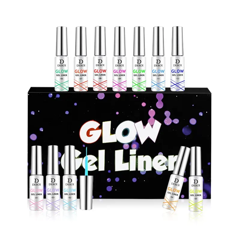 Private Label Glow Gel Liner Set 10ml Halloween Luminous Nail Art Painting Liner Gel 12 color Gel Liner Nail Art Set