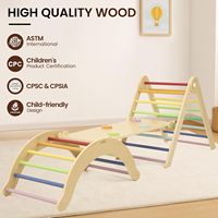 Triangle d'escalade Montessori en bois poli personnalisé avec rampe et échelle, structure d'escalade pliable pour enfants pour aire de jeux