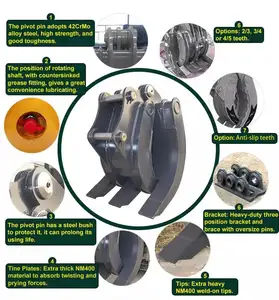 Grapa de madera mecánica/manual para excavadora de 1-50 toneladas