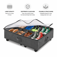 Organisateur de chaussures pliable en tissu, grande capacité, écologique, imperméable, avec couvercle transparent et séparateurs, pour rangement sous le lit - Vente en gros sur mesure