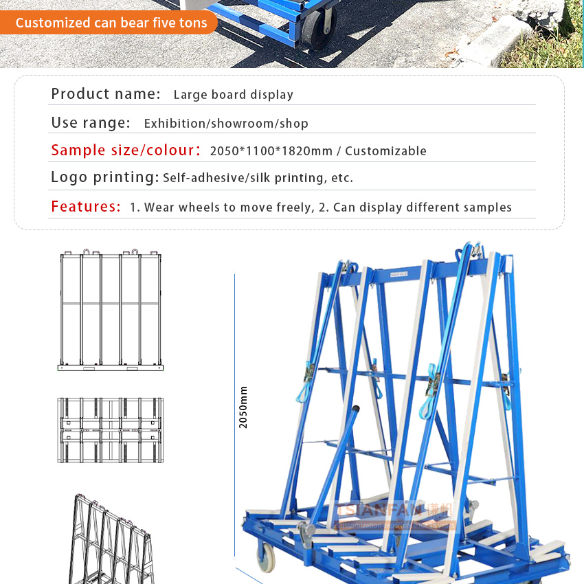 Factory direct large metal quartz showroom system glass Slabs marble granite sample shelf slab rock stone display stand