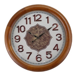 European Style <b>Wall</b> <b>Clock</b> Round <b>Silent</b> Battery Powered Living Room Decor Solid Wood Frame 60mm Thickness - Product Image 1