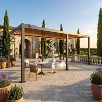 Pergola de patio modulaire en aluminium à assemblage manuel, structure à double lamelle, options de revêtement multiples, grand abri extérieur pour aménagement paysager