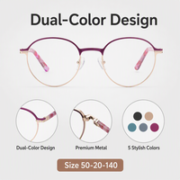 Gafas de Montura Redonda para Mujer, Construcción de Montura Metálica Premium, Lentes de PC Resistentes a los Arañazos, Gafas Cómodas para Mujer