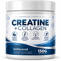 Poudre de créatine et de peptides de collagène en vrac, directement de l'usine OEM, pour femmes et hommes, 150g, favorise l'élasticité de la peau*, sans saveur, HALAL, GMP