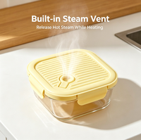 Boîte à lunch en verre borosilicate de 520 ml, résistante au micro-ondes, anti-fuite, pour conserver les aliments frais, récipient de stockage alimentaire pour le déjeuner, bol à soupe