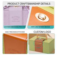 Caja de Regalo Personalizada de Cuero PU para Mujer, Caja de Embalaje Premium Vacía, Caja de Regalo para Novia con Asa y Cinturón con Lazo