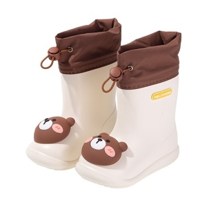 Botas de Lluvia <span class=keywords><strong>DELIA</strong></span> para Niños, Diseño de Dibujos Animados, Media Pantorrilla, con Cordón, Antideslizantes, de Algodón y Spandex, con Diseño de Oso y Pato, Modelo EVA - Product Image 1