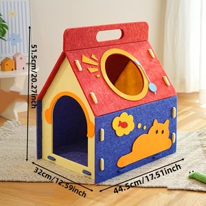 Casa para Gatos de Fieltro Acústico Personalizable, Kit Modular de Bricolaje, Diseño Colorido, Material de Lana para Gatos de Interior, Escondite Interactivo para Jugar - Product Image 2