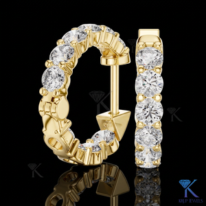 Custom Lab Grown CVD HPHT Diamond U Prong Single Row <b>Hoop</b> <b>Earrings</b> Snap Back 14K/18K <b>Solid</b> Gold Wedding & Party Women's Jewelry - Product Image 1