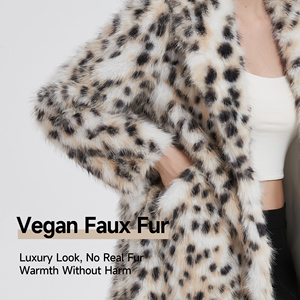 New European and American style women's leopard print <b>faux</b> <b>fur</b> coat, winter warm long-sleeved mid-length <b>faux</b> <b>fur</b> <b>cardigan</b> coat - Product Image 6