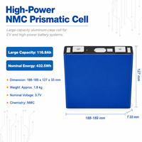Cellule de batterie lithium-ion rechargeable prismatique NMC haute performance Misen 3,7 V 116,9 Ah 400 A pour véhicules électriques et systèmes de stockage d'énergie