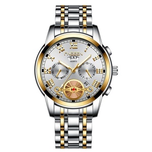 Men's Luminous Waterproof Business Quartz Watch Stainless Steel Roman Numeral Fashion Skeleton Flying Wheel Decoration Watch - Product Image 2