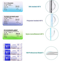 Kit d'entraînement aux sutures chirurgicales médicales : coussin de sutures en silicone pour plaies et ensemble d'outils de formation avec pinces