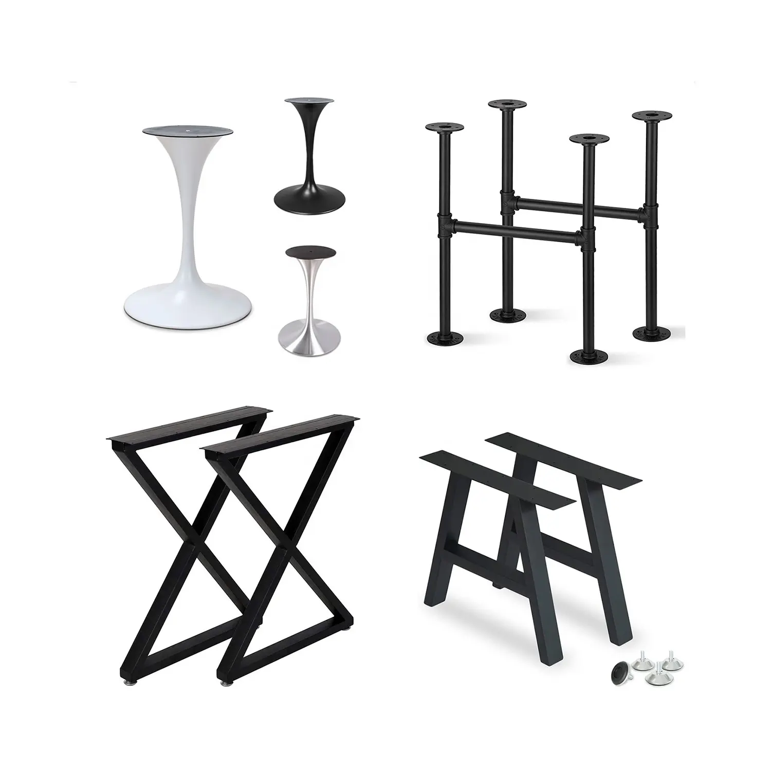 Factory Wholesale Metal Feet Table Cross Stand Legs Bracket Wrought Iron Column Pedestal Leg Table Base