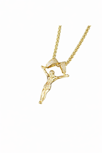 Collana con Croce Cristiana in Acciaio Inossidabile Placcato Oro, Ciondolo Crocifisso, Gioielleria Cristiana all'Ingrosso - Product Image 3